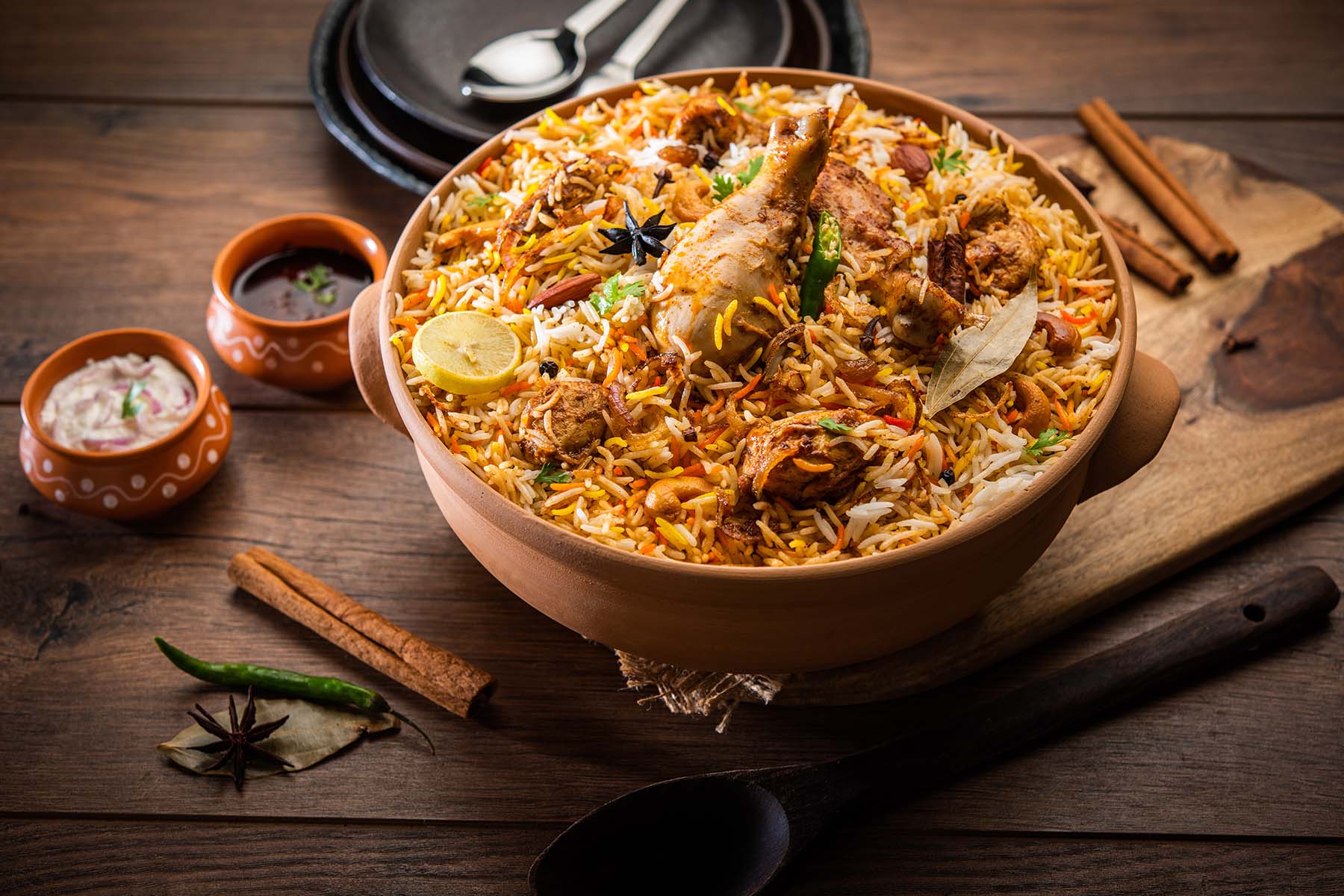 Chicken biryani and rice dish